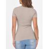 image:imageANRABESS Women Short Sleeve Crewneck Ribbed Knit Slim Fitted Shirts Summer Tops Basic Tee Casual 2026 Spring Outfits ClothesLight Khaki