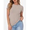 image:imageANRABESS Women Short Sleeve Crewneck Ribbed Knit Slim Fitted Shirts Summer Tops Basic Tee Casual 2026 Spring Outfits ClothesLight Khaki