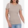 image:imageANRABESS Women Short Sleeve Crewneck Ribbed Knit Slim Fitted Shirts Summer Tops Basic Tee Casual 2026 Spring Outfits ClothesLight Khaki