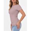 image:imageANRABESS Women Short Sleeve Crewneck Ribbed Knit Slim Fitted Shirts Summer Tops Basic Tee Casual 2026 Spring Outfits ClothesNutmeg