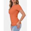 image:imageANRABESS Women Short Sleeve Crewneck Ribbed Knit Slim Fitted Shirts Summer Tops Basic Tee Casual 2026 Spring Outfits ClothesOrange