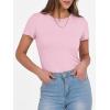 image:imageANRABESS Women Short Sleeve Crewneck Ribbed Knit Slim Fitted Shirts Summer Tops Basic Tee Casual 2026 Spring Outfits ClothesPink