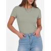 image:imageANRABESS Women Short Sleeve Crewneck Ribbed Knit Slim Fitted Shirts Summer Tops Basic Tee Casual 2026 Spring Outfits ClothesSage Green