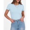image:imageANRABESS Women Short Sleeve Crewneck Ribbed Knit Slim Fitted Shirts Summer Tops Basic Tee Casual 2026 Spring Outfits ClothesSky