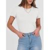 image:imageANRABESS Women Short Sleeve Crewneck Ribbed Knit Slim Fitted Shirts Summer Tops Basic Tee Casual 2026 Spring Outfits ClothesWhite