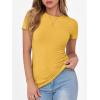image:imageANRABESS Women Short Sleeve Crewneck Ribbed Knit Slim Fitted Shirts Summer Tops Basic Tee Casual 2026 Spring Outfits ClothesYellow