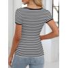 image:imageANRABESS Women Short Sleeve Tops Square Neck Ribbed Knit Color Block T Shirts Fitted Casual Summer 2026 Trendy Basic TeesBlack White Stripe