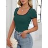 image:imageANRABESS Women Short Sleeve Tops Square Neck Ribbed Knit Color Block T Shirts Fitted Casual Summer 2026 Trendy Basic TeesDeep Green