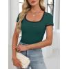 image:imageANRABESS Women Short Sleeve Tops Square Neck Ribbed Knit Color Block T Shirts Fitted Casual Summer 2026 Trendy Basic TeesDeep Green