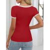 image:imageANRABESS Women Short Sleeve Tops Square Neck Ribbed Knit Color Block T Shirts Fitted Casual Summer 2026 Trendy Basic TeesDeep Red