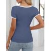 image:imageANRABESS Women Short Sleeve Tops Square Neck Ribbed Knit Color Block T Shirts Fitted Casual Summer 2026 Trendy Basic TeesDusty Blue