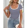 image:imageANRABESS Women Short Sleeve Tops Square Neck Ribbed Knit Color Block T Shirts Fitted Casual Summer 2026 Trendy Basic TeesNavy White Stripe