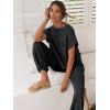 image:imageANRABESS Women Two Piece Outfits Summer Sweater Vest Crop Top Pants Lounge Matching Set Travel Airport Beach Vacation ClothesBlack