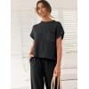 image:imageANRABESS Women Two Piece Outfits Summer Sweater Vest Crop Top Pants Lounge Matching Set Travel Airport Beach Vacation ClothesBlack