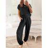 image:imageANRABESS Women Two Piece Outfits Summer Sweater Vest Crop Top Pants Lounge Matching Set Travel Airport Beach Vacation ClothesBlack