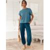 image:imageANRABESS Women Two Piece Outfits Summer Sweater Vest Crop Top Pants Lounge Matching Set Travel Airport Beach Vacation ClothesBlue