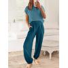 image:imageANRABESS Women Two Piece Outfits Summer Sweater Vest Crop Top Pants Lounge Matching Set Travel Airport Beach Vacation ClothesBlue