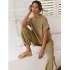 image:imageANRABESS Women Two Piece Outfits Summer Sweater Vest Crop Top Pants Lounge Matching Set Travel Airport Beach Vacation ClothesBrown
