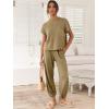 image:imageANRABESS Women Two Piece Outfits Summer Sweater Vest Crop Top Pants Lounge Matching Set Travel Airport Beach Vacation ClothesBrown