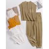 image:imageANRABESS Women Two Piece Outfits Summer Sweater Vest Crop Top Pants Lounge Matching Set Travel Airport Beach Vacation ClothesBrown