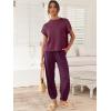 image:imageANRABESS Women Two Piece Outfits Summer Sweater Vest Crop Top Pants Lounge Matching Set Travel Airport Beach Vacation ClothesBurgundy