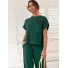 image:imageANRABESS Women Two Piece Outfits Summer Sweater Vest Crop Top Pants Lounge Matching Set Travel Airport Beach Vacation ClothesDark Green