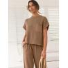 image:imageANRABESS Women Two Piece Outfits Summer Sweater Vest Crop Top Pants Lounge Matching Set Travel Airport Beach Vacation ClothesDeep Brown