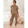 image:imageANRABESS Women Two Piece Outfits Summer Sweater Vest Crop Top Pants Lounge Matching Set Travel Airport Beach Vacation ClothesDeep Brown