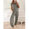 image:imageANRABESS Women Two Piece Outfits Summer Sweater Vest Crop Top Pants Lounge Matching Set Travel Airport Beach Vacation ClothesGrey