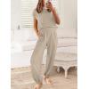 image:imageANRABESS Women Two Piece Outfits Summer Sweater Vest Crop Top Pants Lounge Matching Set Travel Airport Beach Vacation ClothesKhaki