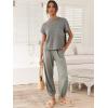 image:imageANRABESS Women Two Piece Outfits Summer Sweater Vest Crop Top Pants Lounge Matching Set Travel Airport Beach Vacation ClothesLight Grey