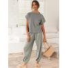 image:imageANRABESS Women Two Piece Outfits Summer Sweater Vest Crop Top Pants Lounge Matching Set Travel Airport Beach Vacation ClothesLight Grey