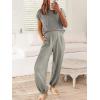 image:imageANRABESS Women Two Piece Outfits Summer Sweater Vest Crop Top Pants Lounge Matching Set Travel Airport Beach Vacation ClothesLight Grey