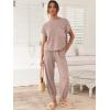 image:imageANRABESS Women Two Piece Outfits Summer Sweater Vest Crop Top Pants Lounge Matching Set Travel Airport Beach Vacation ClothesLight Pink