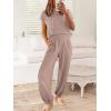 image:imageANRABESS Women Two Piece Outfits Summer Sweater Vest Crop Top Pants Lounge Matching Set Travel Airport Beach Vacation ClothesLight Pink