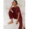 image:imageANRABESS Women Two Piece Outfits Summer Sweater Vest Crop Top Pants Lounge Matching Set Travel Airport Beach Vacation ClothesMaroon Red