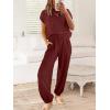 image:imageANRABESS Women Two Piece Outfits Summer Sweater Vest Crop Top Pants Lounge Matching Set Travel Airport Beach Vacation ClothesMaroon Red