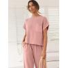image:imageANRABESS Women Two Piece Outfits Summer Sweater Vest Crop Top Pants Lounge Matching Set Travel Airport Beach Vacation ClothesPink
