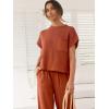 image:imageANRABESS Women Two Piece Outfits Summer Sweater Vest Crop Top Pants Lounge Matching Set Travel Airport Beach Vacation ClothesRust