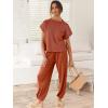 image:imageANRABESS Women Two Piece Outfits Summer Sweater Vest Crop Top Pants Lounge Matching Set Travel Airport Beach Vacation ClothesRust