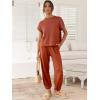 image:imageANRABESS Women Two Piece Outfits Summer Sweater Vest Crop Top Pants Lounge Matching Set Travel Airport Beach Vacation ClothesRust