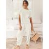 image:imageANRABESS Women Two Piece Outfits Summer Sweater Vest Crop Top Pants Lounge Matching Set Travel Airport Beach Vacation ClothesWhite