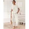 image:imageANRABESS Women Two Piece Outfits Summer Sweater Vest Crop Top Pants Lounge Matching Set Travel Airport Beach Vacation ClothesWhite