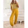 image:imageANRABESS Women Two Piece Outfits Summer Sweater Vest Crop Top Pants Lounge Matching Set Travel Airport Beach Vacation ClothesYellow