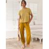 image:imageANRABESS Women Two Piece Outfits Summer Sweater Vest Crop Top Pants Lounge Matching Set Travel Airport Beach Vacation ClothesYellow