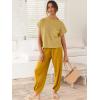 image:imageANRABESS Women Two Piece Outfits Summer Sweater Vest Crop Top Pants Lounge Matching Set Travel Airport Beach Vacation ClothesYellow