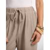 image:imageANRABESS Women Wide Leg Linen Palazzo Pants Casual Elastic Waist Drawstring Flowy Loose Beach Travel Trousers with PocketsBeige