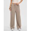image:imageANRABESS Women Wide Leg Linen Palazzo Pants Casual Elastic Waist Drawstring Flowy Loose Beach Travel Trousers with PocketsBeige