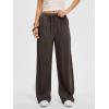 image:imageANRABESS Women Wide Leg Linen Palazzo Pants Casual Elastic Waist Drawstring Flowy Loose Beach Travel Trousers with PocketsBrown
