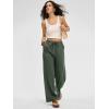image:imageANRABESS Women Wide Leg Linen Palazzo Pants Casual Elastic Waist Drawstring Flowy Loose Beach Travel Trousers with PocketsGreen